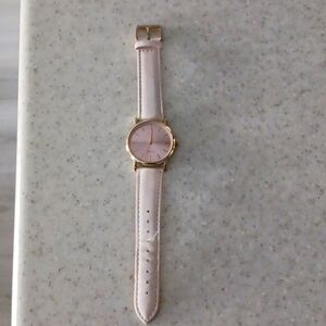 Bijou Watch with Faux Leather Band - Gold and  White